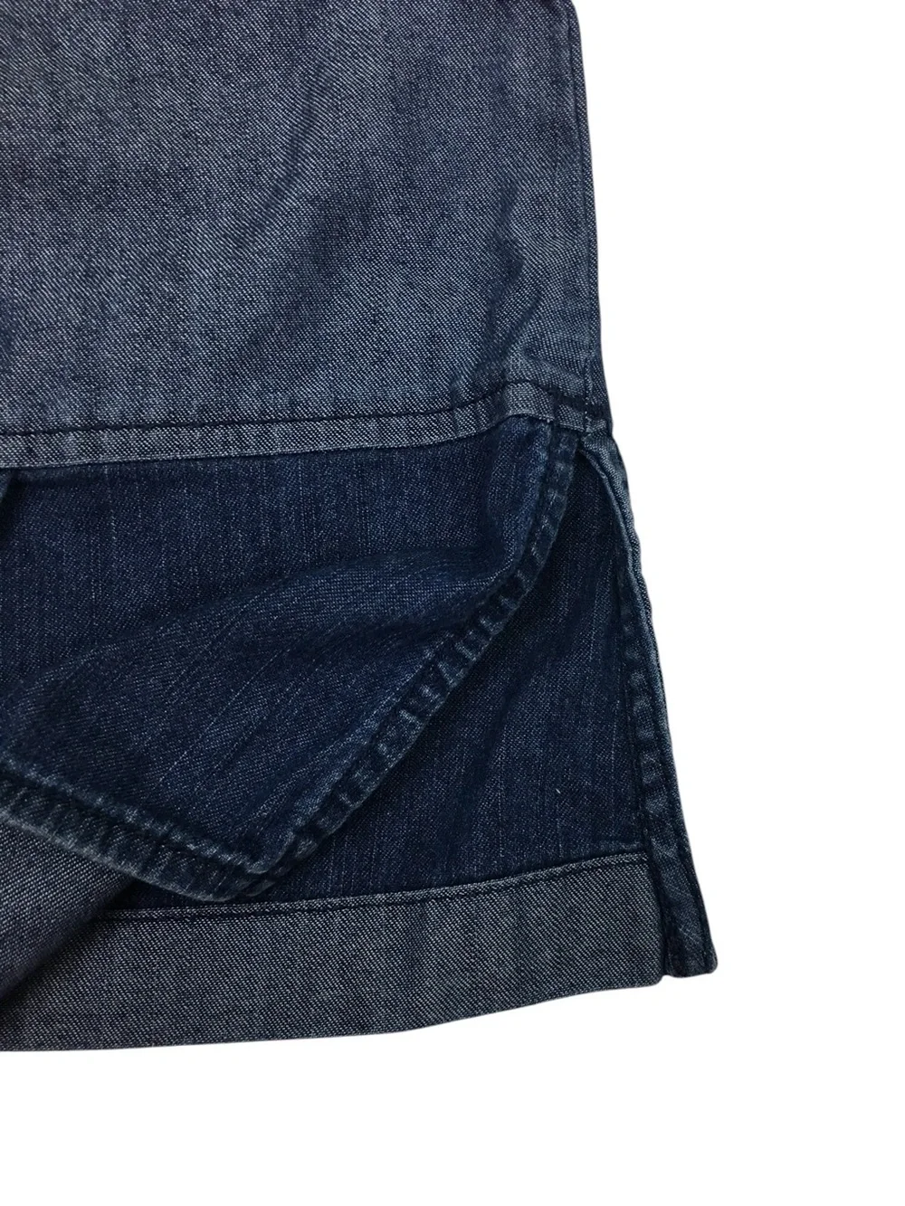 OLD NAVY Kid’s Top Boxy Chambray Two Tone Denim Shirt Pocket Cap Sleeve Size 4T